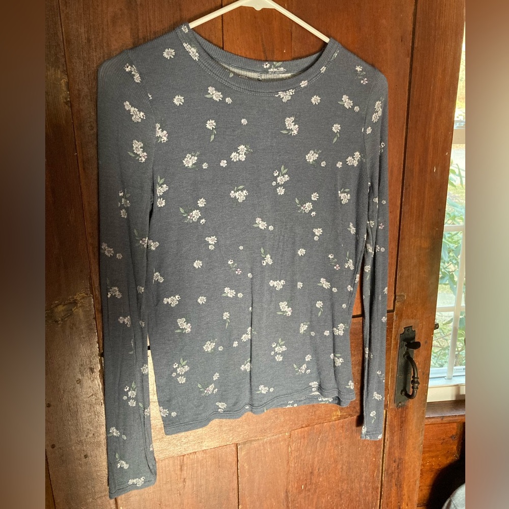 Floral Ribbed Long Sleeve